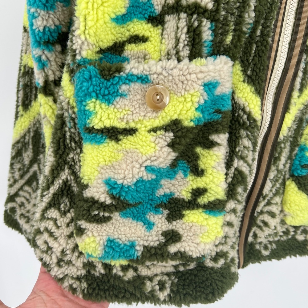 Anthropologie Pilcro Camo Sherpa Jacket Zip Up Fleece Teddy Mountain Camouflage - Picture 4 of 9